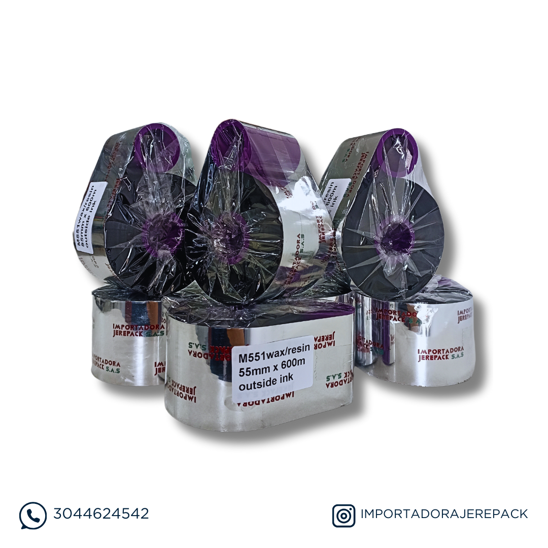 CINTA DE TRANSFERENCIA TERMICA 55MM X 600 MTS (PREMIUN)