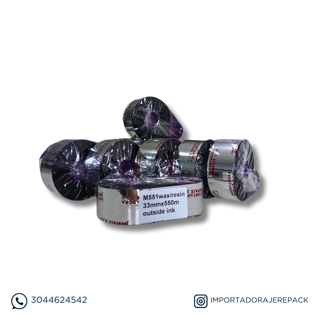 CINTA DE TRANSFERENCIA TERMICA 33MM X 550 MTS (PREMIUN)
