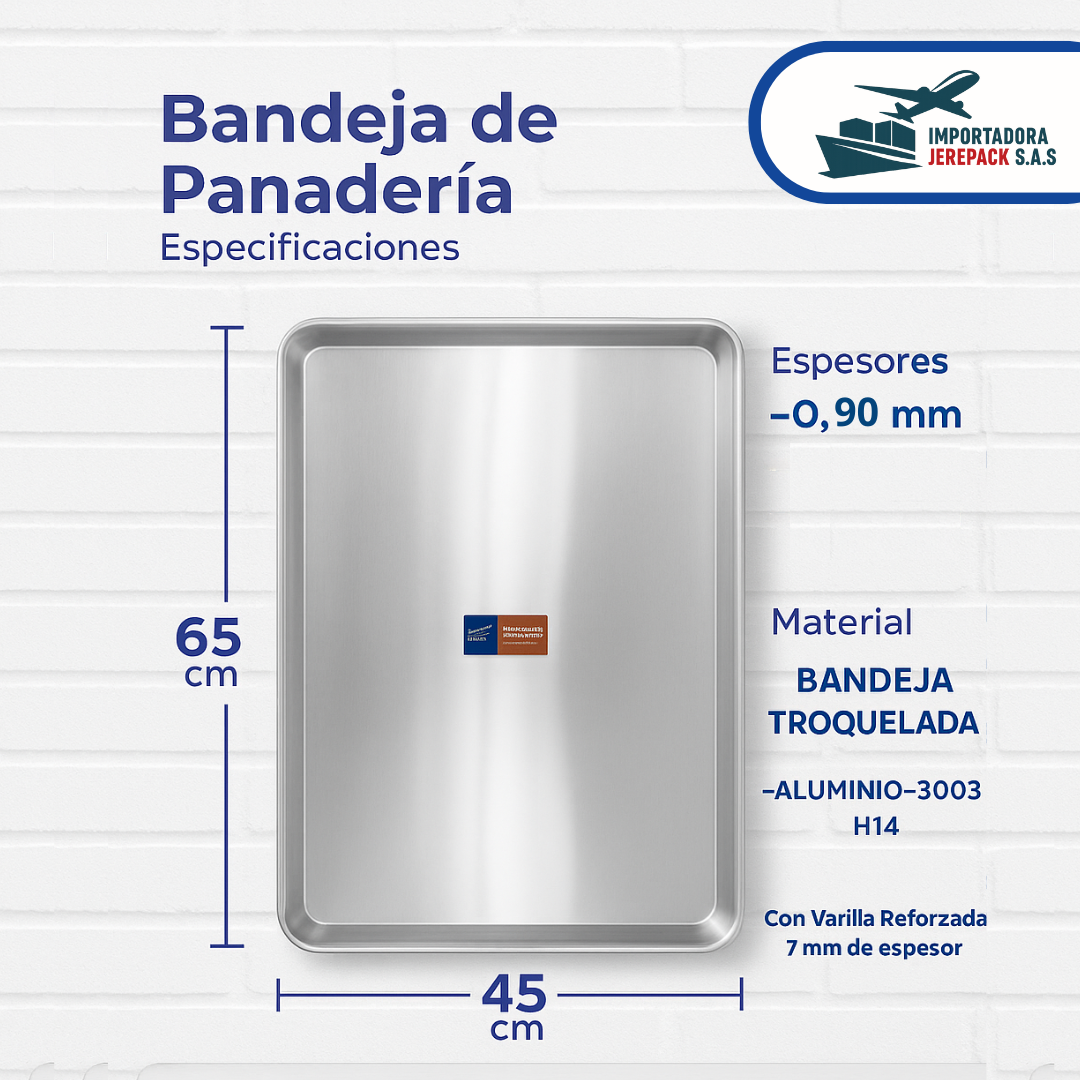 BANDEJA DE PANDERIA EN ALUMINIO 3003 H14 CAJA X 12 UNDS