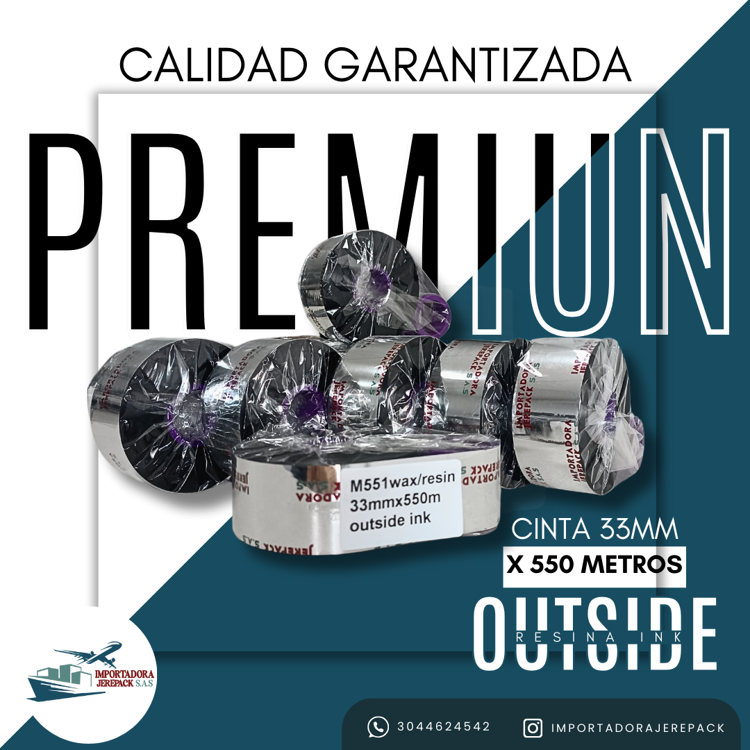 CINTA DE TRANSFERENCIA TERMICA 33MM X 550 MTS (PREMIUN)