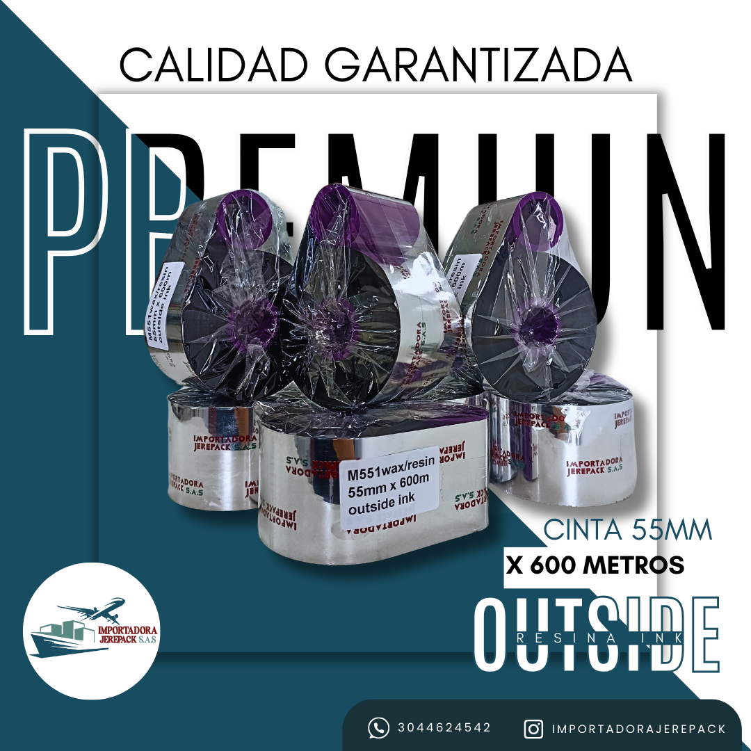 CINTA DE TRANSFERENCIA TERMICA 55MM X 600 MTS (PREMIUN)